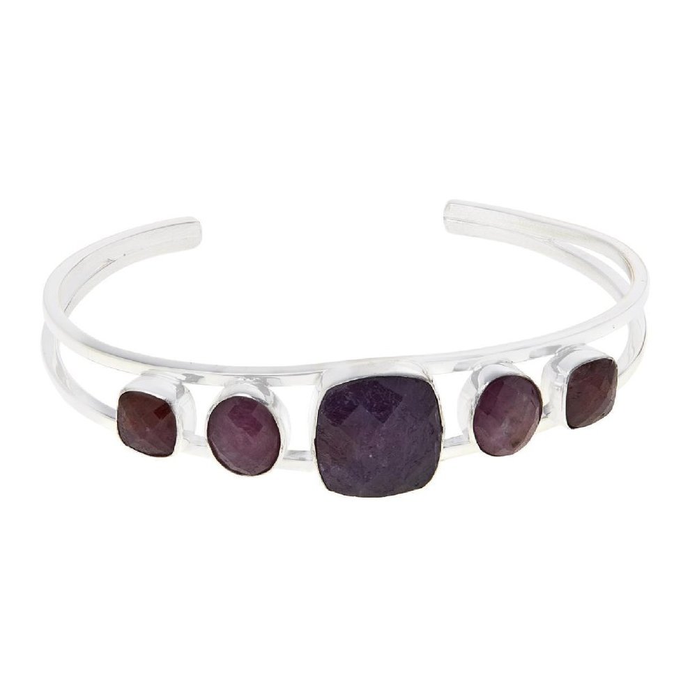 Jay King Sterling Silver 7-1/4" Red Sapphire Cuff Bracelet